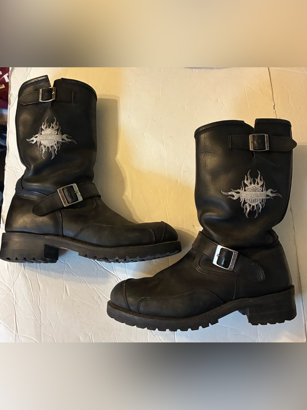 Harley-Davidson Black Leather Buckle Engineer Boots